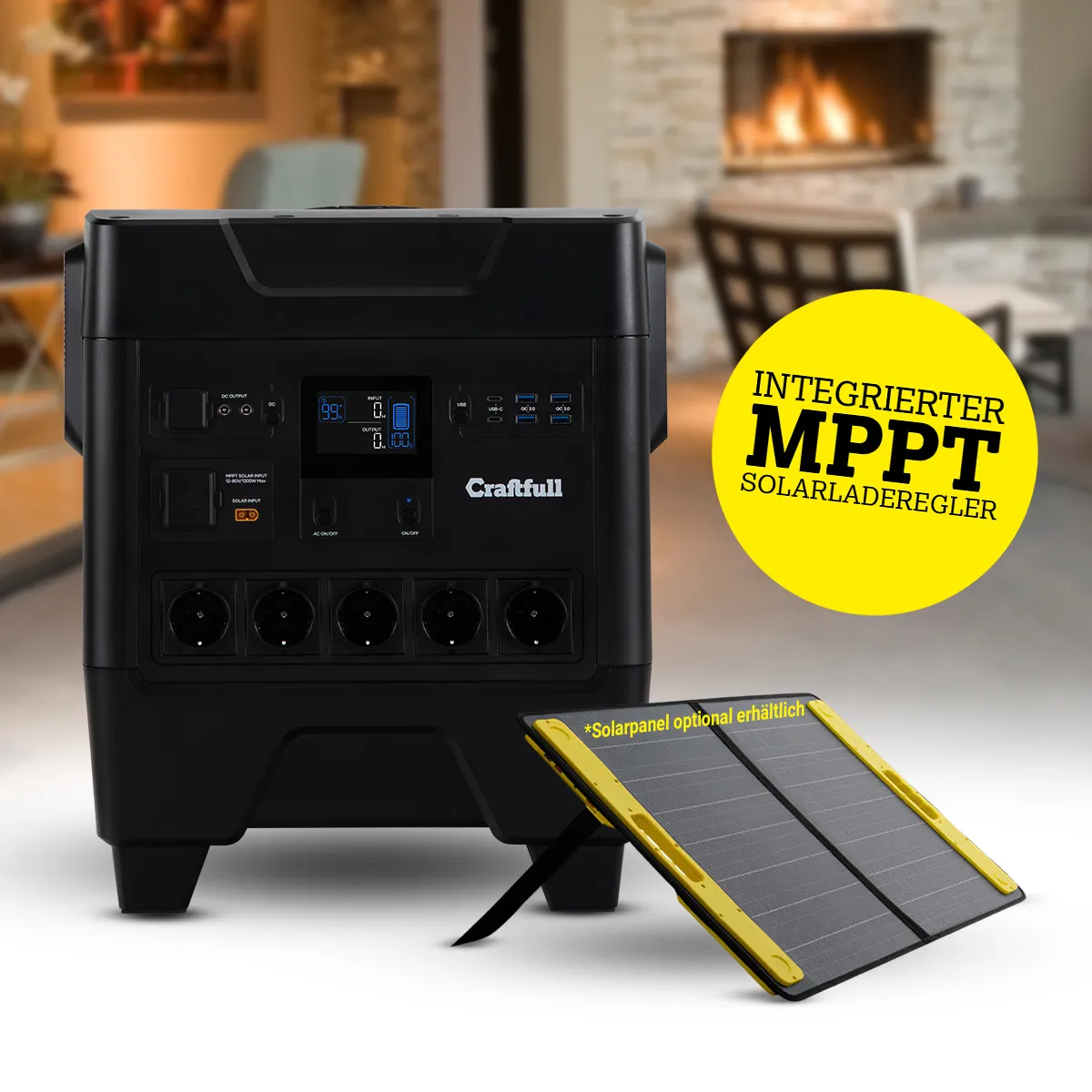 Powerstation und Solarpanel von Craftfull sorgen f&uuml;r Strom im Wohnzimmer